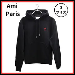 アミパリス AmiParis ワンポイントパイルロゴ入り パーカーブラック