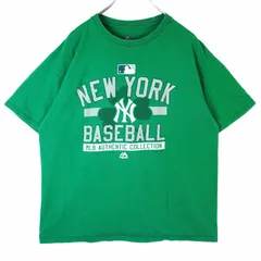 MajesticマジェスティックMLBニューヨーク・ヤンキースYankees半袖Tシャツ野球ベースボールBASEBALLメジャーリーグチームロゴプリント四つ葉クローバー緑グリーンvintageヴィンテージ40320