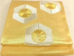 平和屋着物◎太鼓柄袋帯　駒刺繍　亀甲花文　金銀糸　正絹　逸品　AAAJ1856Bsa