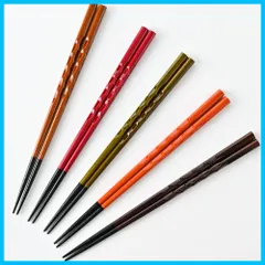 【新着商品】[福井県小浜 自社工場で製造]［お箸工場］食洗機対応 もちやすい木彫り箸 5膳セット / 箸 お箸 はし 若狭塗 5色 塗り箸 抗菌 日本製 国産 滑らない お箸セット 滑り止め おしゃれ モダン シンプル 大人 プチギフト 持ちやすい