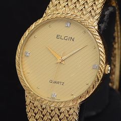 稼動 腕時計 ELGIN エルジン ゴールド 2P 新品電池 メンズ E71 - メルカリ
