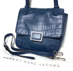 使い勝手抜群！【極美品】マークバイマークジェイコブス 2way ハンドバッグ ショルダーバッグ クロコ型押 ブルー レディース 鞄　2A56