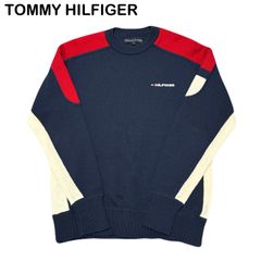 TOMMY HILFIGER トミーヒルフィガー ワンポイントロゴ クルーネック メンズ レディース ニット セーター  Mサイズ