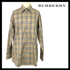 M【BURBERRY】長袖 シャツ サイズ S ベージュ ノバチェック 綿 100% BBW42-407 バーバリー LONDON/ロンドン (46671H7a)