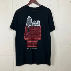PEANUTS ネオン スヌーピー キャラクター プリント Tシャツ 古着 メンズL ブラック 黒【f240528036】