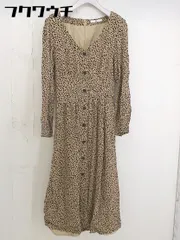◇ SLY スライ バックジップ Vネック 豹柄 レオパード 長袖 膝下丈 ワンピース サイズ1 ベージュ ブラック レディース  【中古】 【1112280001673】