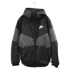 NIKE (ナイキ) 切り替え ポリエステル 中綿 フード付きジャケット ブルゾン ブラック/グレー 928862-011のサムネイル