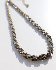 unique rope screw chain vintage chunky necklace ユニーク ロープ スクリュー チェーン バイカラー ヴィンテージ ネックレス 黒×ゴールド