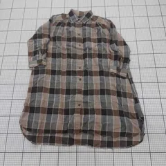 ◇ ⊂ GLOBAL WORK グローバルワーク チェック 七分袖 チュニックシャツ サイズＭ ブラウン系マルチ レディース E  【1508060012395】