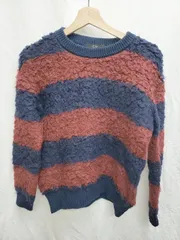 ◇ ⊇ Another Edition ボーダー ブークレ 長袖 ニット セーター サイズ表記なし ネイビー レディース P 【1410230011704】