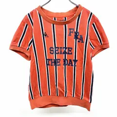 【中古】[印象AB] le coq sportif ルコックスポルティフ スウェットTシャツ レディース M ヘザーオレンジ×ネイビー×杢ホワイト オレンジ系 綿100% ストライプ 裏毛 ロゴ 半袖のサムネイル