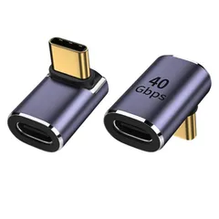 USB4 Type C 変換 アダプタ L字 USB C メス to C オス 90度 コネクター 100W急速充電＋40Gbps 高速データ転送 (L字-上下, 2) 0