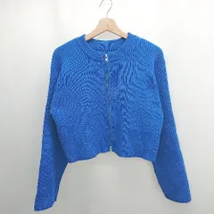◇ ⊇ INGNI イング ショート丈 ニット 長袖 ジャケット サイズM .ブルー レディース E  【1506130012368】