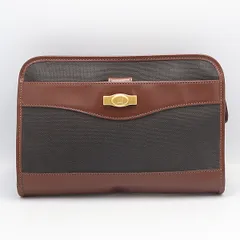 美品 ダンヒル グレー×ブラウン レザー クラッチバッグ セカンドバッグ OGH 2000000 NSK