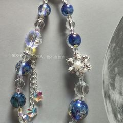 恋と深空 レイ ストラップ スマホ ストラップ キーホルダー カメラ ストラップ バッグ用  ブルー 水色 ビーズ 雪の花 Love and Deepspace Zayne