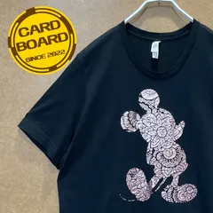 US古着 ミッキーマウスMICKEY MOUSE ピンクゴールドプリント 半袖tシャツ黒L