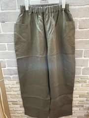 【E5-05】◇ JAPAN LINEN Mサイズ　ジャパンリネンパンツ　カーキグレー