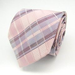 カルディアーネ ブランド ネクタイ チェック柄 格子柄 パネル柄 シルク メンズ ピンク CALDIANE 【中古】