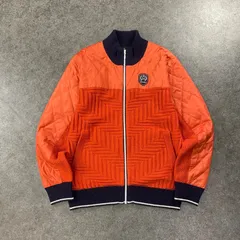 O1 美USED PARADISO GOLF パラディーゾ ゴルフウェア ブリヂストン 前開きコンビネーション 切替 ジャケット セーター 中綿 ジャケット ジップアップ キルティング ハイネック ワッペン メンズ L