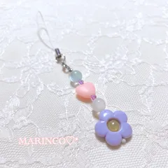 フラワービーズストラップ／パープルピンク(NO.387)