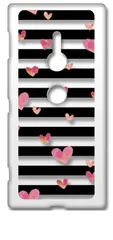 【新品未使用】Xperia XZ2 SO-03K SOV37 docomo au softbank クリア ハードケース ( ハート＆ボーダー(ブラック) ) ハート ボーダー cl-so03k-146
