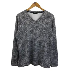 エポカ ウォモ EPOCA UOMO Tシャツ カットソー ニット プルオーバー Vネック 総柄 長袖 48 グレー 茶 ブラウンのサムネイル