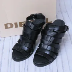 m001 G(80) 極美品 DIESEL ディーゼル レザー ピンヒール 日本サイズ25.5cm ブラック グラディエーターストラップ IL-NAILIN 変形ハイヒールのサムネイル