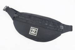 【美品】CHANEL シャネル スポーツライン ウエストバッグ ボディバッグ 大 キャンバス ブラック 【SS34】