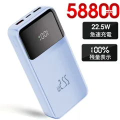 3台同時充電 大容量　58800mAhモバイルバッテリー　急速充電 PSE認証済　電熱ベストに対応　地震/災害　カラー：水色