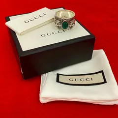 極 美品 箱 袋付 GUCCI グッチ ガーデン タイガーヘッド リング シルバー925 マラカイト 指輪 22号 アクセサリー メンズ シルバー  b21-5