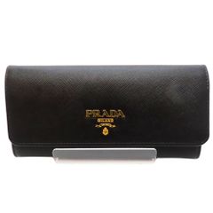 【中古】PRADA プラダ 1MH132Wホック長財布 サフィアーノレザー ネロ 黒 パスケース付 未使用品 A2403086  【無料ギフトラッピング承ります】