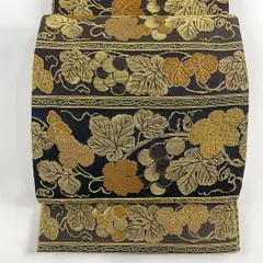 源奏 誉座織 誉田屋源兵衛 大きなリーフ模様 白×銀 上品な六通袋帯  