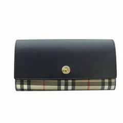 バーバリー ロンドン BURBERRY LONDON ロンドンイングランド LONDON ENGLAND ハルトン HALTON 長財布 ウォレット ロゴ レザー PVC 黒 ブラック ベージュ 8057972 ■GY18 /MQのサムネイル