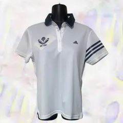 ADIDAS　アディダス　ポロシャツ　ホワイト×ネイビー　レディース　半袖　3ライン　ロゴ　刺繍　紫外線対策　タグ付き　本体価格8300円