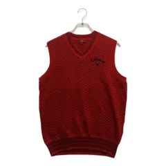 中古 メンズ キャロウェイ Callaway ベスト M 赤 Vネック ニット ヘリンボーン柄 カシミヤ混