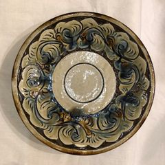 やちむん　陶藝玉城　線彫7.5寸皿　古作