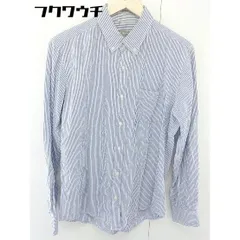 ◇ nano universe ナノユニバース ストライプ BD ボタンダウン 長袖 シャツ サイズL ホワイト ブルー メンズ  【1106290002041】
