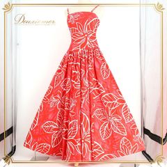 フラダンス 衣装 ワンピース ドレス レッド系 フラ ダンス CC Fashions ハワイ製 ティアレ柄 キャミソール ハワイアン 赤 白 花柄 鮮やか 明るい アロハ ハワイアンプリント 華やか 女性らしい フラワー ホワイト系 フラダンス 衣装 ワンピース ドレス レッド系 フラ ダンス CC