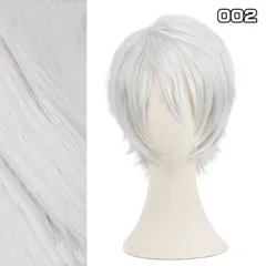 【1～3日以内に発送！】コスプレ耐熱ウィッグ ホワイトシルバー ◆呪術廻戦/五条悟 ◆銀魂/坂田銀時 ◆新世紀エヴァンゲリオン/渚カヲル 等【1304-002】