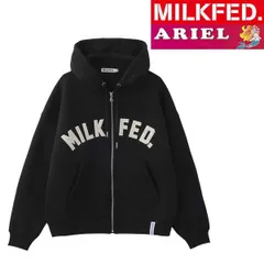 パーカー ミルクフェド MILKFED ARCH LOGO ZIP UP HOODIE 103233012014 レディース スウェット ジップアップ milkfed 可愛い オシャレ ブラック 黒 ブランド 秋 冬 トップス 羽織 フーディ カーディガン