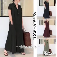 ワンピース レディース マキシ丈 シャツワンピース 半袖 ロングワンピース 30代 40代 50代 夏ワンピース レディース 30代　40代　オシャレ