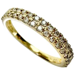 美品 エステール D0.13CT k18YGミルグレインダイヤモンドリング