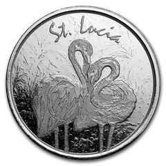 2019年　セントルシア　ピンクフラミンゴ　純銀　1オンス銀貨 保証書・カプセル付き] 2019年 (新品) セントルシア「ピンク