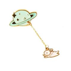 ピンバッジ　宇宙飛行　うさぎ