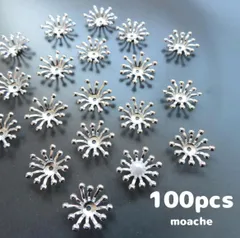 196【ビーズキャップ】約100個入り・シルバー・花芯・花座・座金・つまみ細工