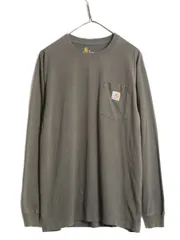 【お得なクーポン配布中!】 カーハート ポケット付き 長袖 Tシャツ メンズ М / 古着 CARHARTT ロンT ポケT 長袖シャツ ワンポイント ヘビーウェイト ロングスリーブ