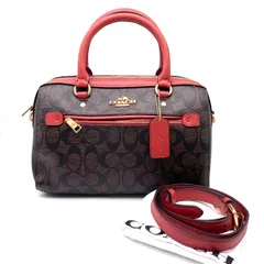 【中古】美品 COACH コーチ シグネチャー 2way レザー ハンド ショルダー バッグ eY0957A
