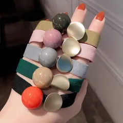 ヘアゴム 5本セットヘアアクセサリー人気 カラーボール メタルプレート 平ゴムセット 髪飾り カジュアル まとめ髪 カラーゴム結ぶ 髪留めヘアポニー Tブレスレット