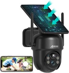 【2025強化版500万画素・一体型高効率充電･Alexa対応】ANRAN 防犯カメラ 屋外 ソーラー 電源不要 監視カメラ 屋外 ソーラー 500万画素 電池式屋外監視カメラ ソーラー給電式 無線屋外防犯カメラ 5DBiWiFi強化 360°広角撮影