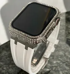 アップルウォッチシームバンド別注ラバーベルトAppleWatch キラキラ画面保護付きカスタムカバーケース　25